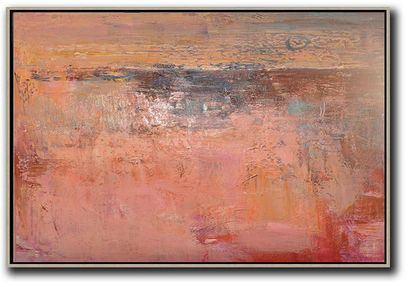 Big Art Canvas,Oversized Horizontal Contemporary Art,Decorating A Big Living Room Pink,Nude,Brown,Red